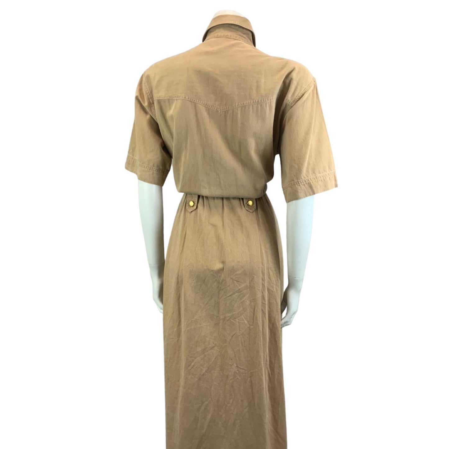 Vintage 90s Beige Burberrys Safari Button Nova Check Maxi Dress 12 14 M