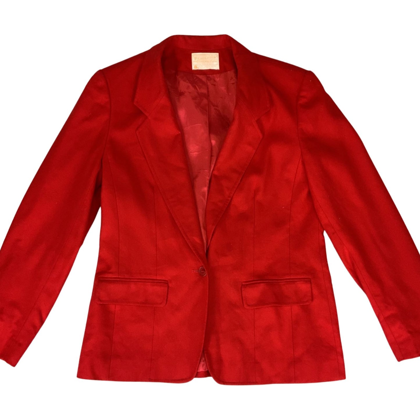 VINTAGE LADIES RED PENDLETON PURE VIRGIN WOOL BLAZER JACKET SIZE 10
