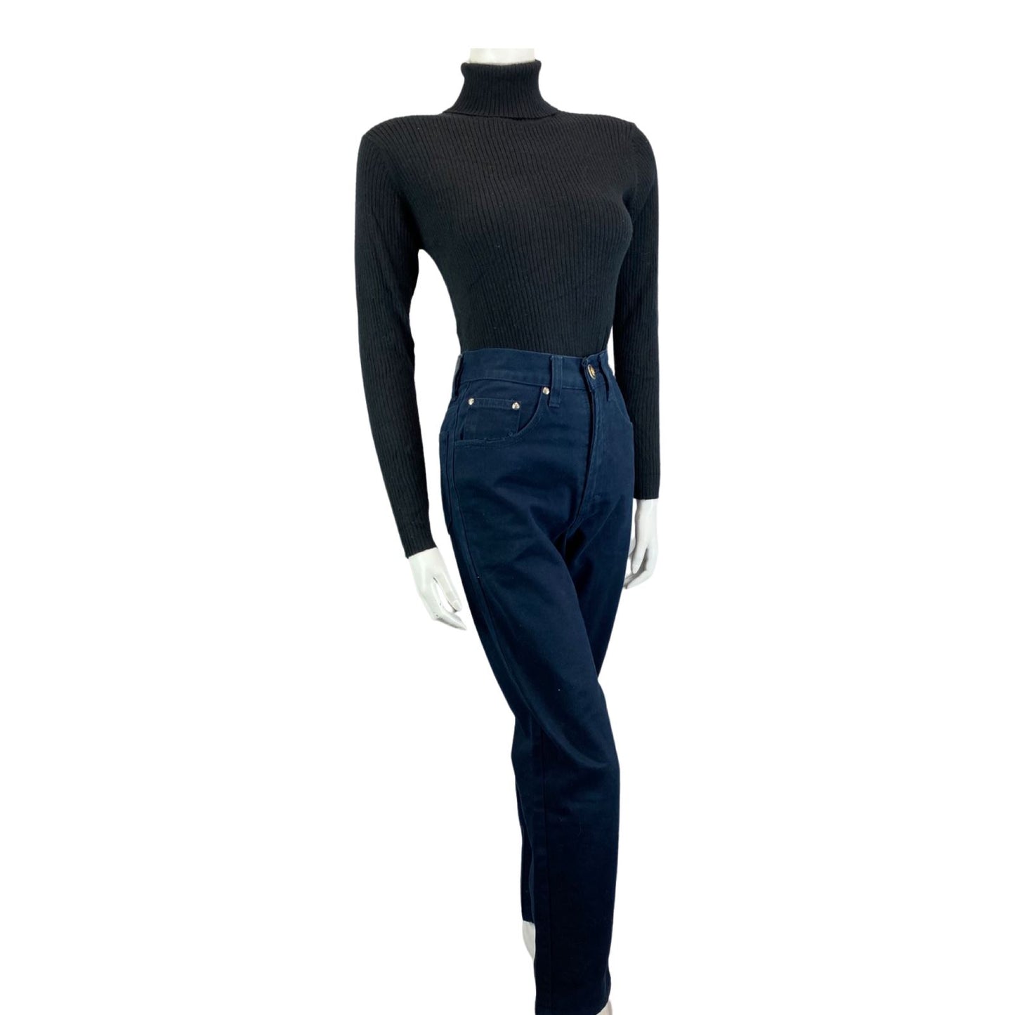 Vintage 90s Dark Blue DESIGNER Versace Jeans Couture Skinny Fit Mom Jeans XS 4 6