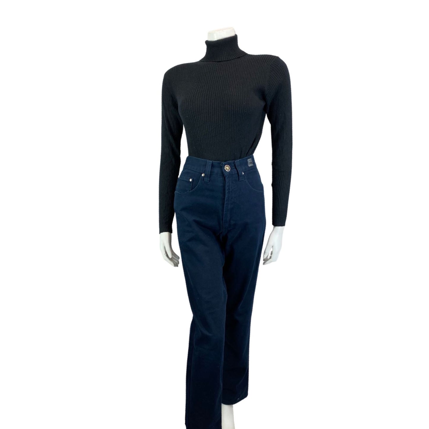 Vintage 90s Dark Blue DESIGNER Versace Jeans Couture Skinny Fit Mom Jeans XS 4 6