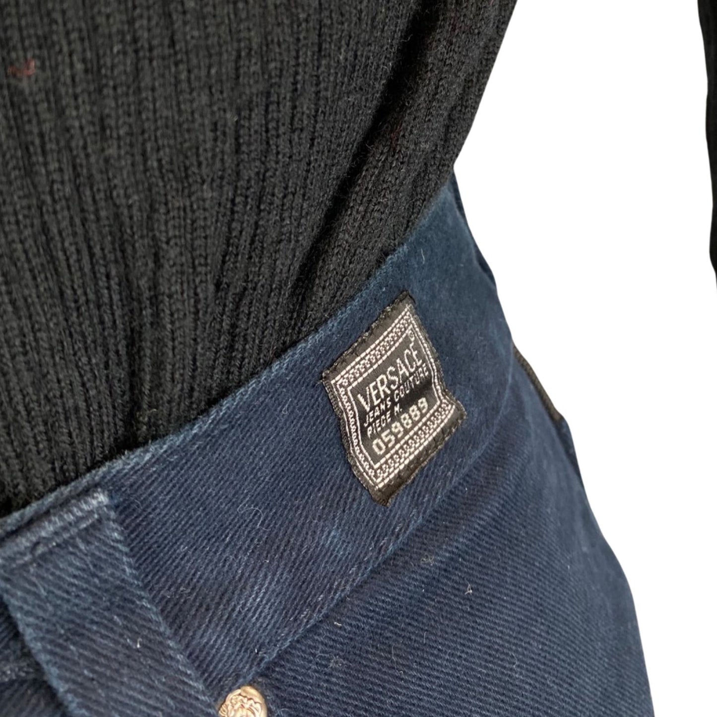 Vintage 90s Dark Blue DESIGNER Versace Jeans Couture Skinny Fit Mom Jeans XS 4 6