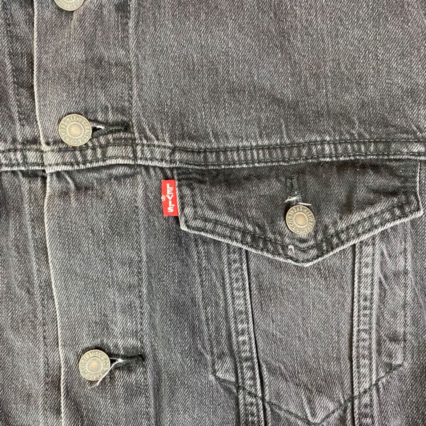 BLACK LEVIS PREMIUM BIG E TYPE 3 TRUCKER DENIM JACKET RED TAB ROCKABILLY 42 L