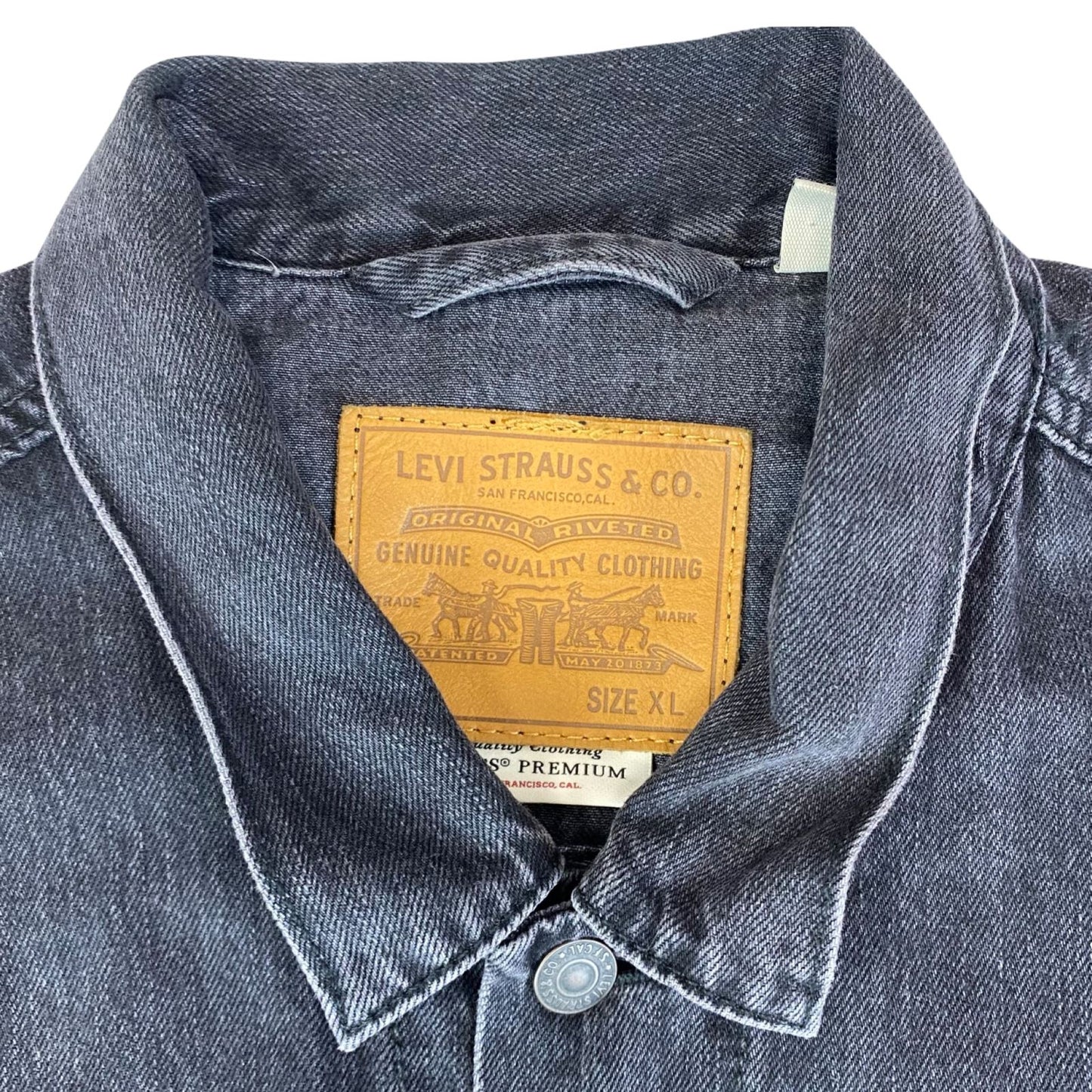 BLACK LEVIS PREMIUM BIG E TYPE 3 TRUCKER DENIM JACKET RED TAB ROCKABILLY 42 L