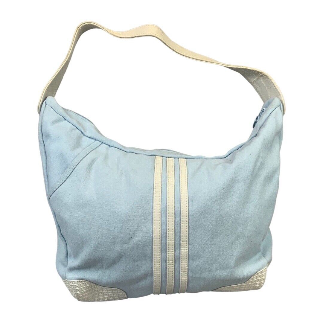 Vintage 90s 00s Blue White Adidas Canvas Style Shoulder Slouch Sports Bag