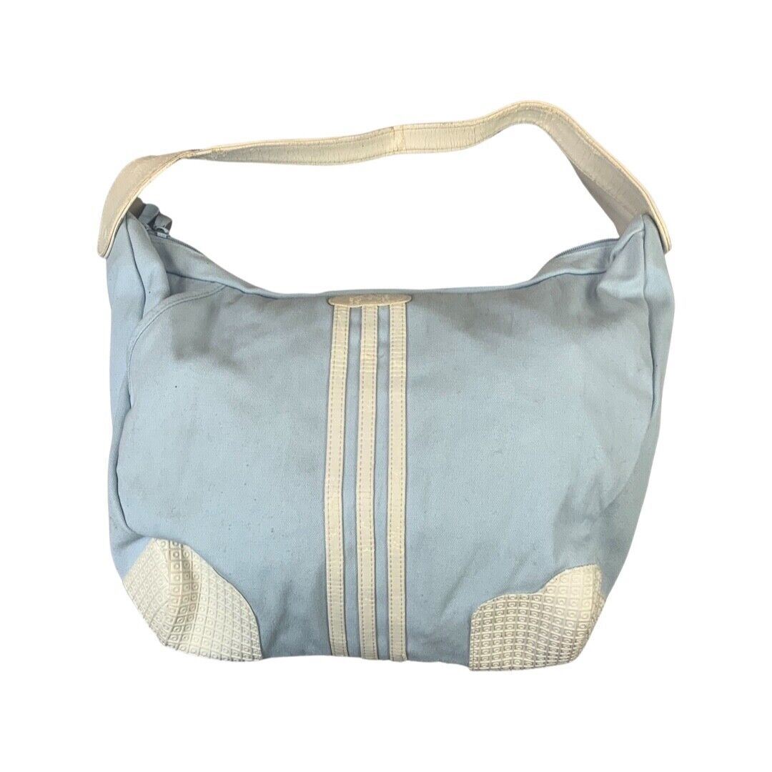 Vintage 90s 00s Blue White Adidas Canvas Style Shoulder Slouch Sports Bag