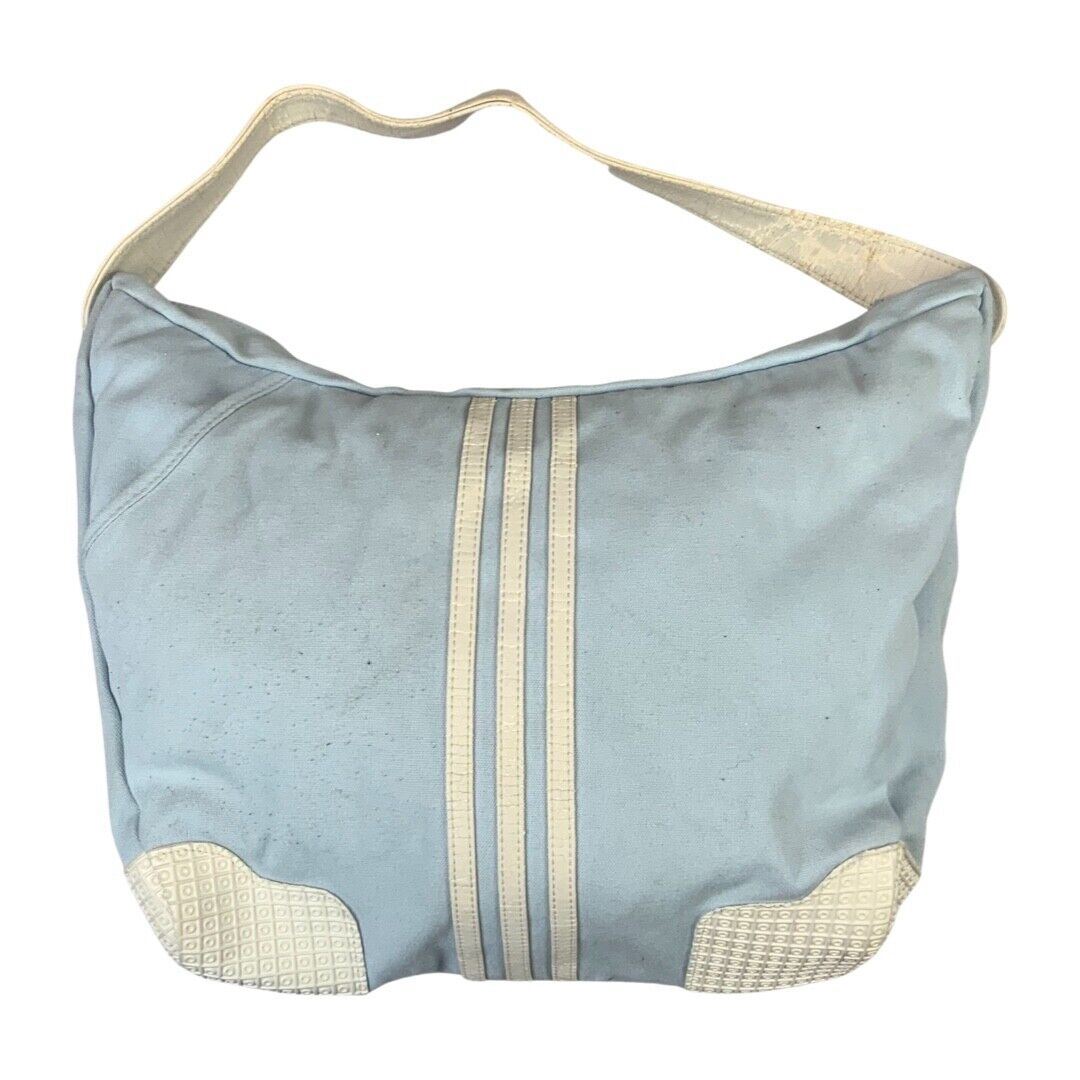 Vintage 90s 00s Blue White Adidas Canvas Style Shoulder Slouch Sports Bag