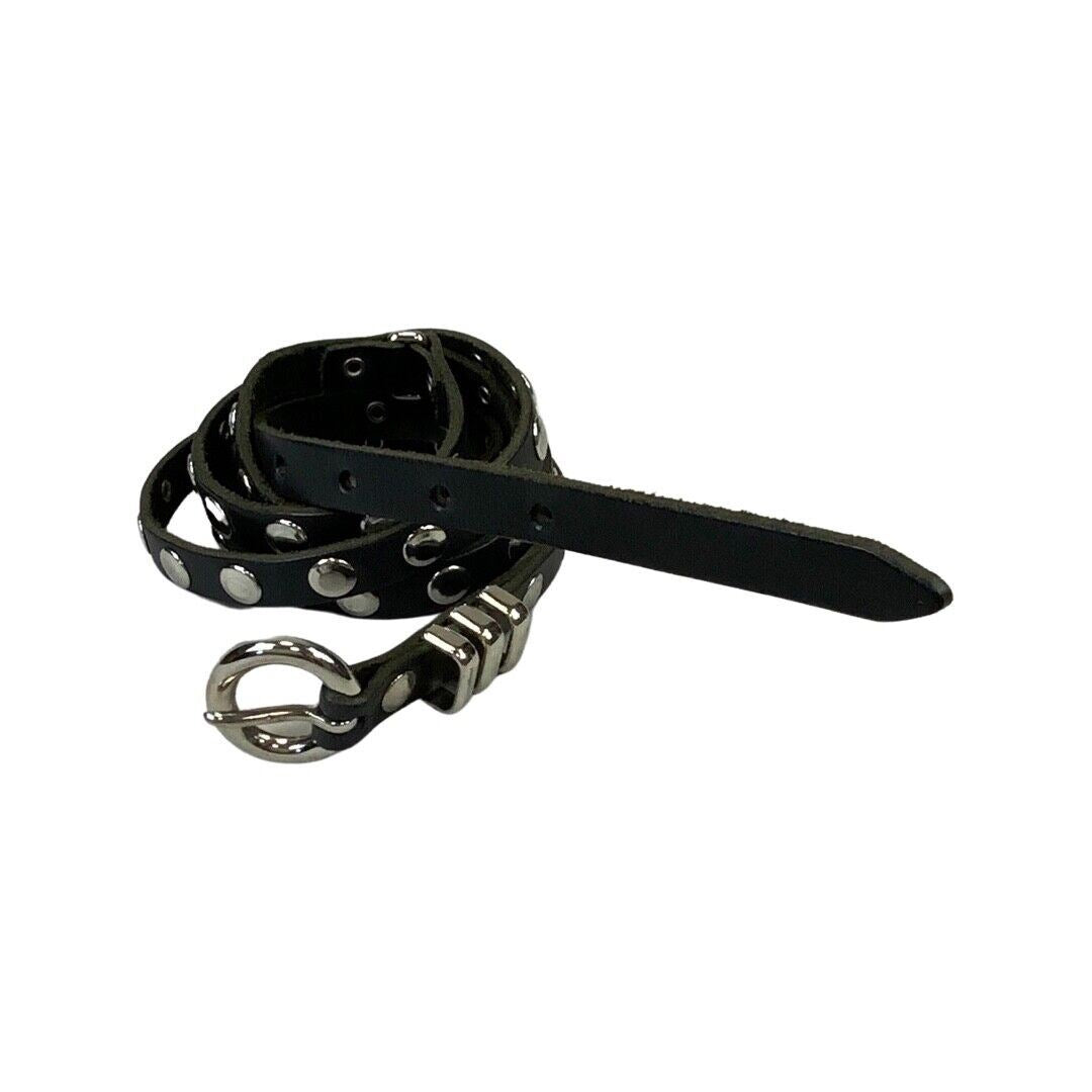 Vintage 90s 00s Black White Metal Studded Double Wrap Grunge IndieSleaze Belt L