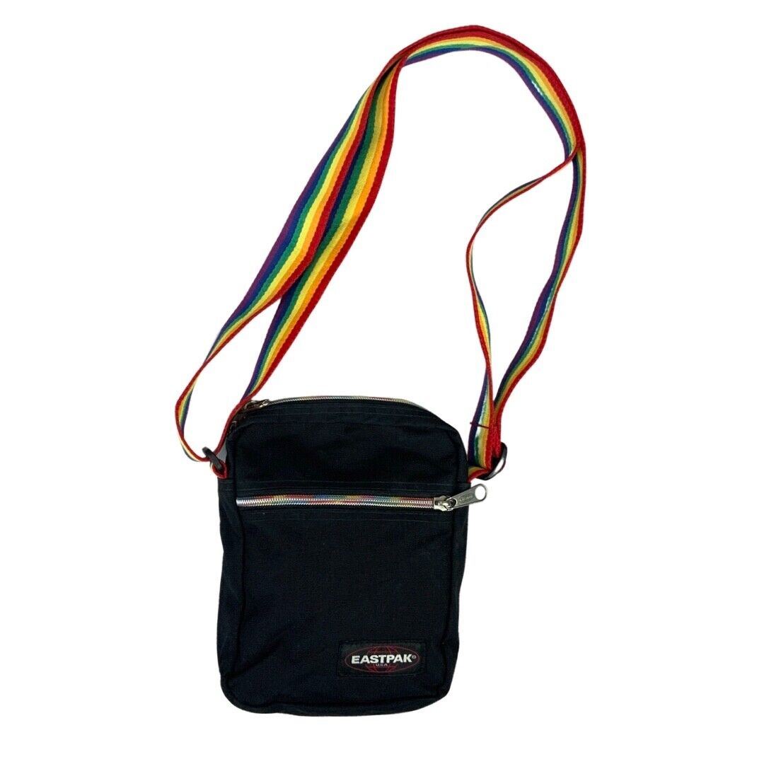 Vintage 90s 00s Black Rainbow Eastpak Cross Body Sports Square Bag