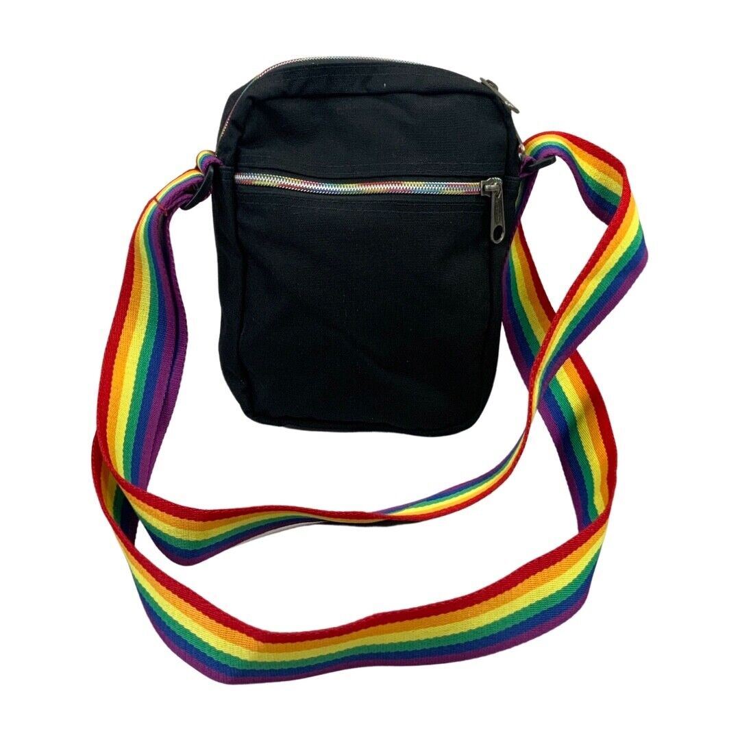 Vintage 90s 00s Black Rainbow Eastpak Cross Body Sports Square Bag