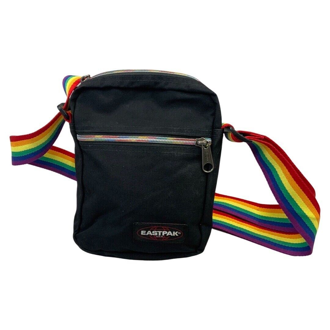 Vintage 90s 00s Black Rainbow Eastpak Cross Body Sports Square Bag