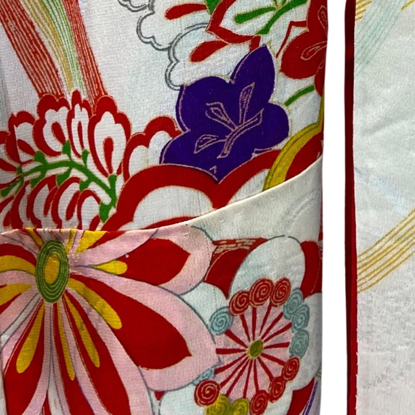 Vintage 70s 80s Pink Red Silk Geometric Komon Showa Kimono 12 M