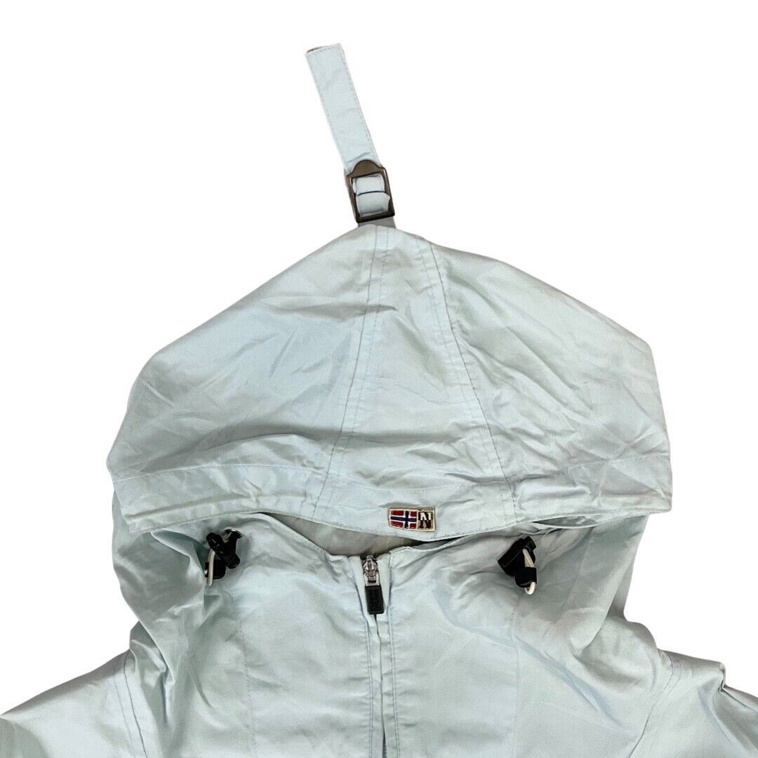 Y2K Light Blue Napapijri Geographic Rainforest 1/4 Zip Windbreaker XXL