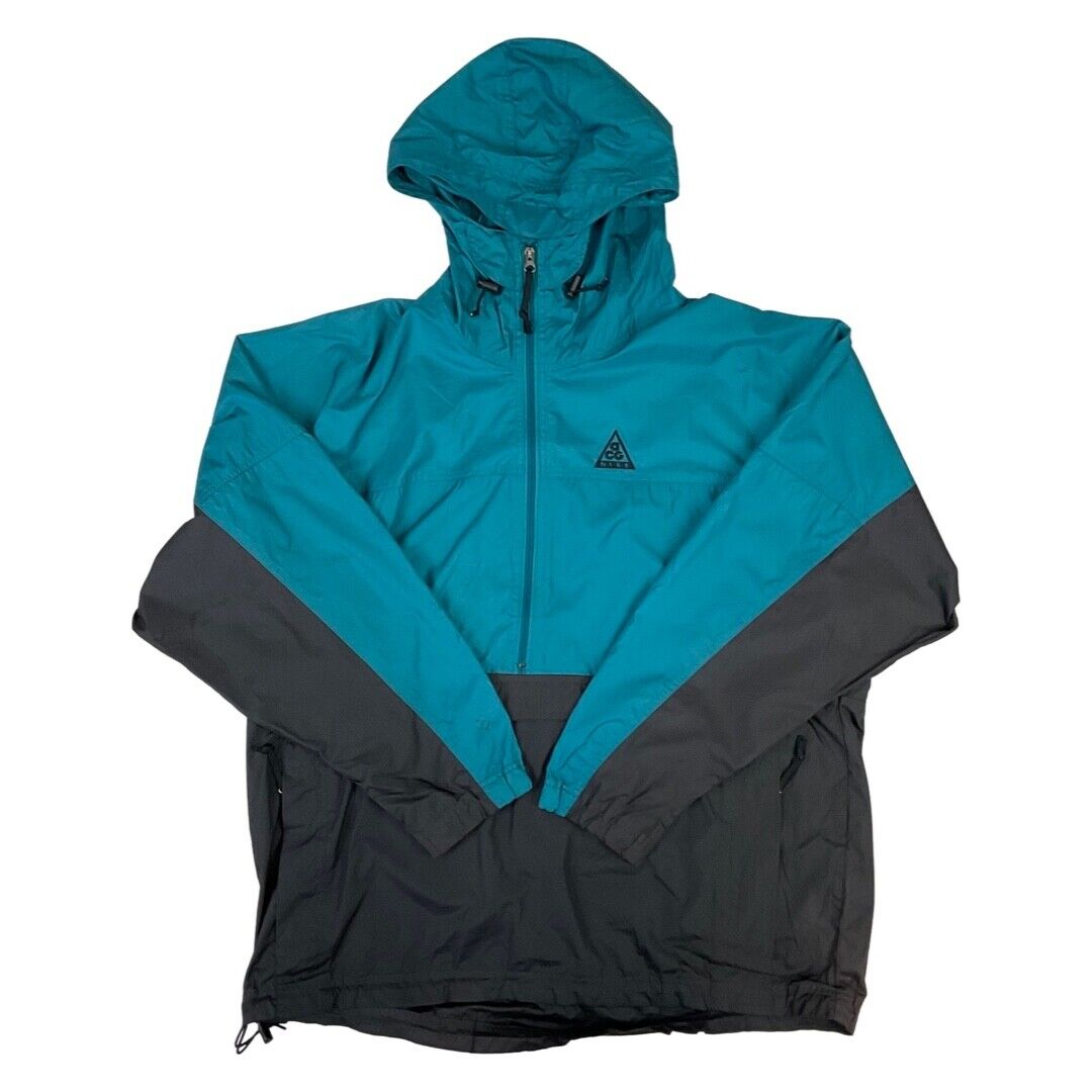 Vintage 90s Turquoise and Black Nike ACG All Conditions 1/2 Zip Windbreaker XL