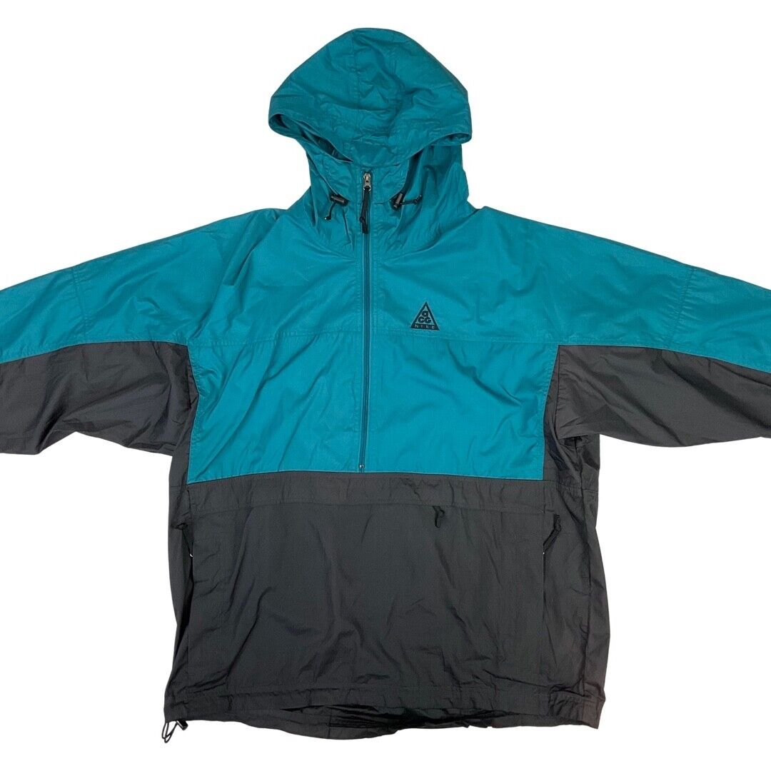 Vintage 90s Turquoise and Black Nike ACG All Conditions 1/2 Zip Windbreaker XL