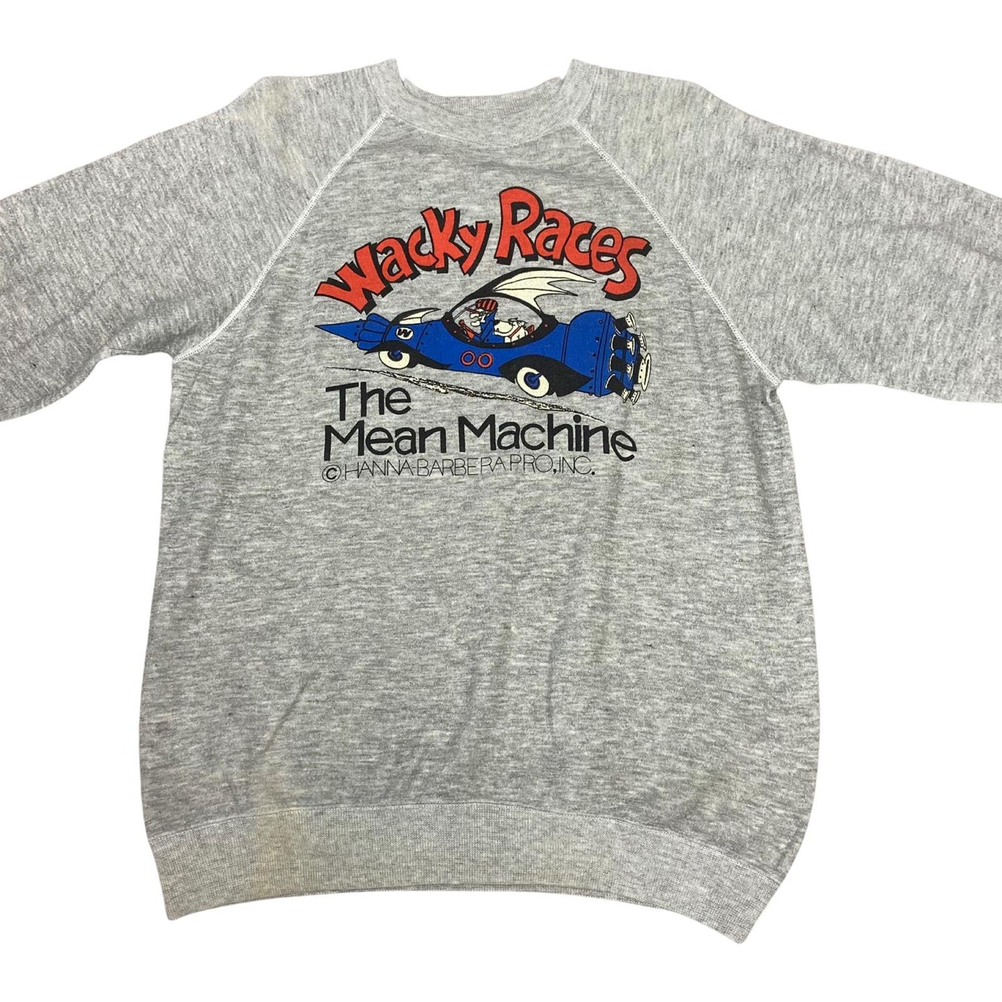 Vintage 80s Grey Wacky Races Dick Dastardly Printed Graphic Sweater Jumper M