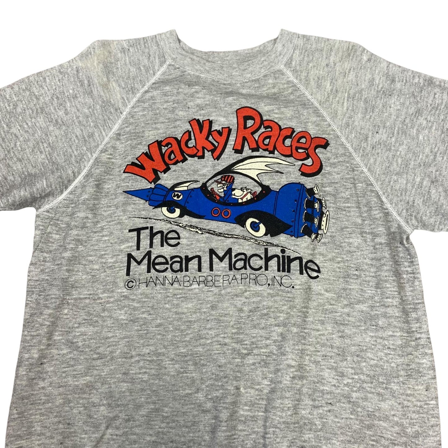 Vintage 80s Grey Wacky Races Dick Dastardly Printed Graphic Sweater Jumper M