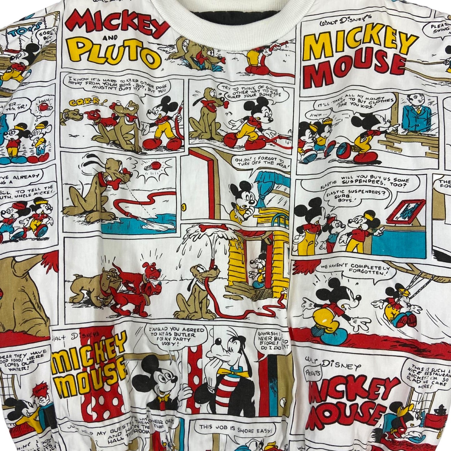 Vintage 80s 90 Reversible Mickey Mouse Disney Graphic Comic Sweater Pullover XXL