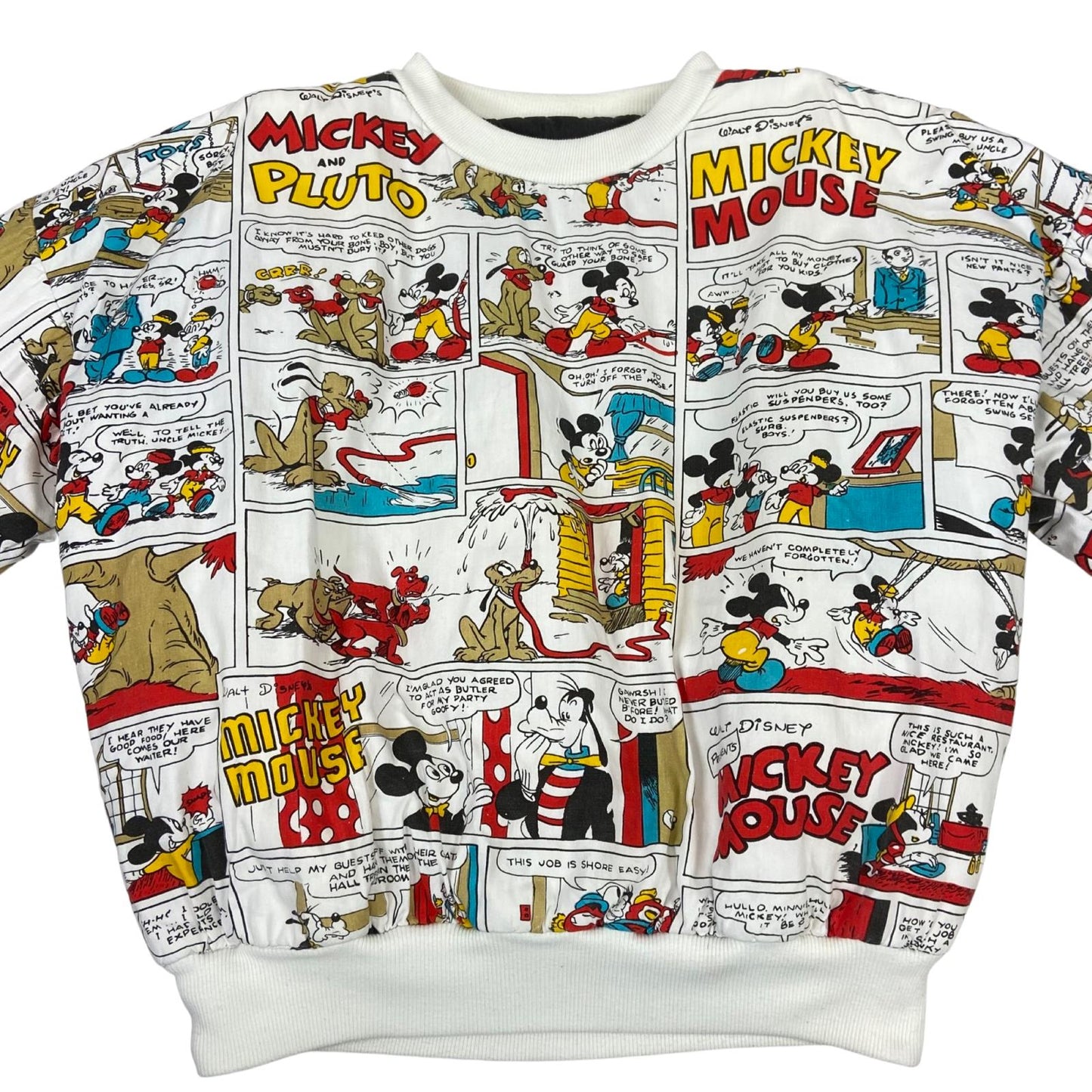 Vintage 80s 90 Reversible Mickey Mouse Disney Graphic Comic Sweater Pullover XXL