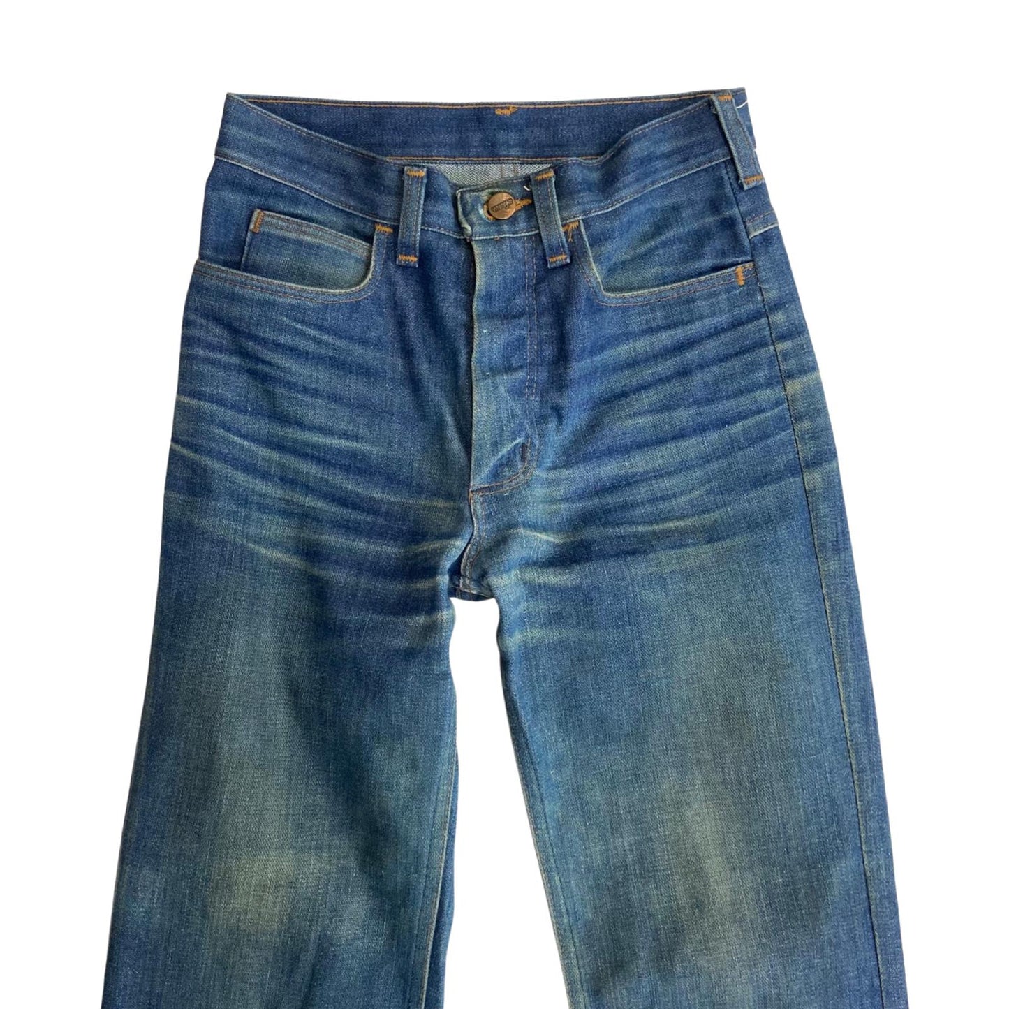VTG 1970s USA WRANGLER BLUEBELL COWBOY JEANS BOOTCT FLARES AMAZING WEAR 26W 34L