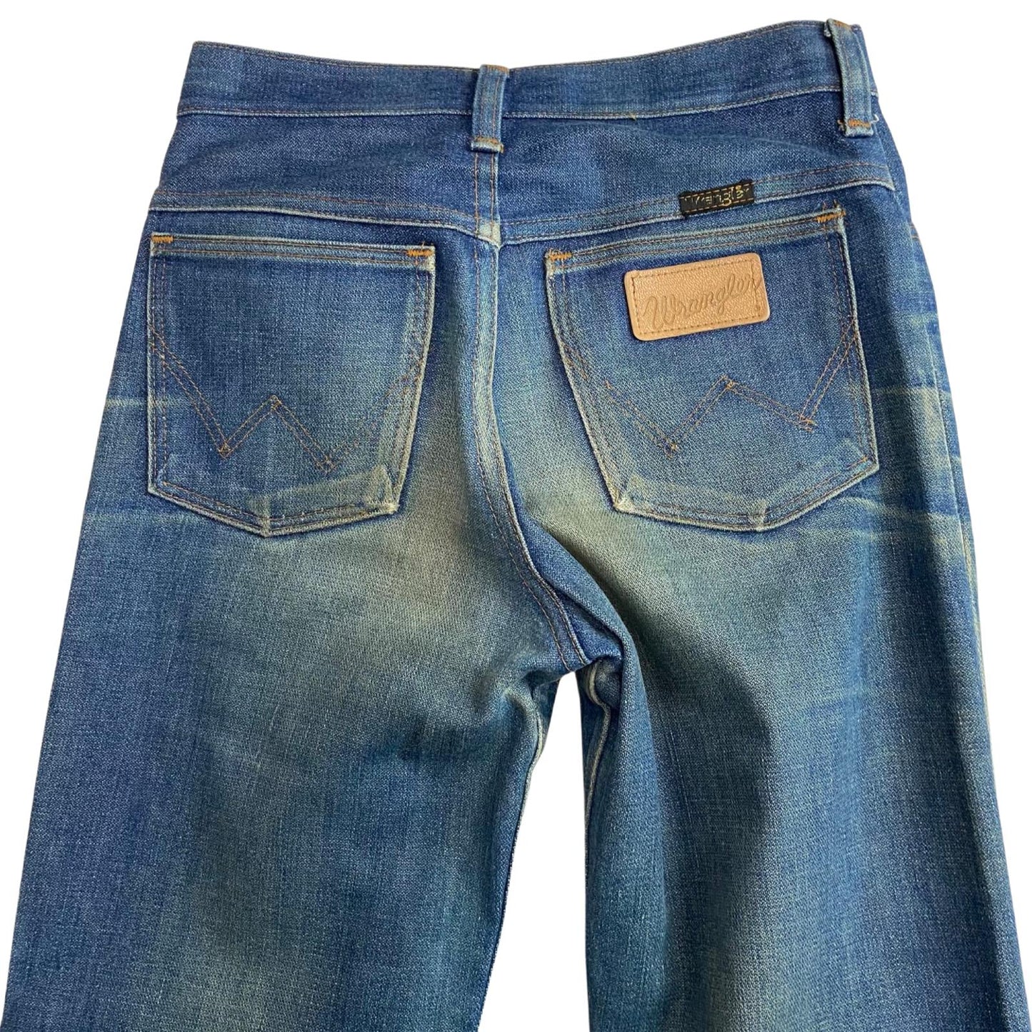 VTG 1970s USA WRANGLER BLUEBELL COWBOY JEANS BOOTCT FLARES AMAZING WEAR 26W 34L