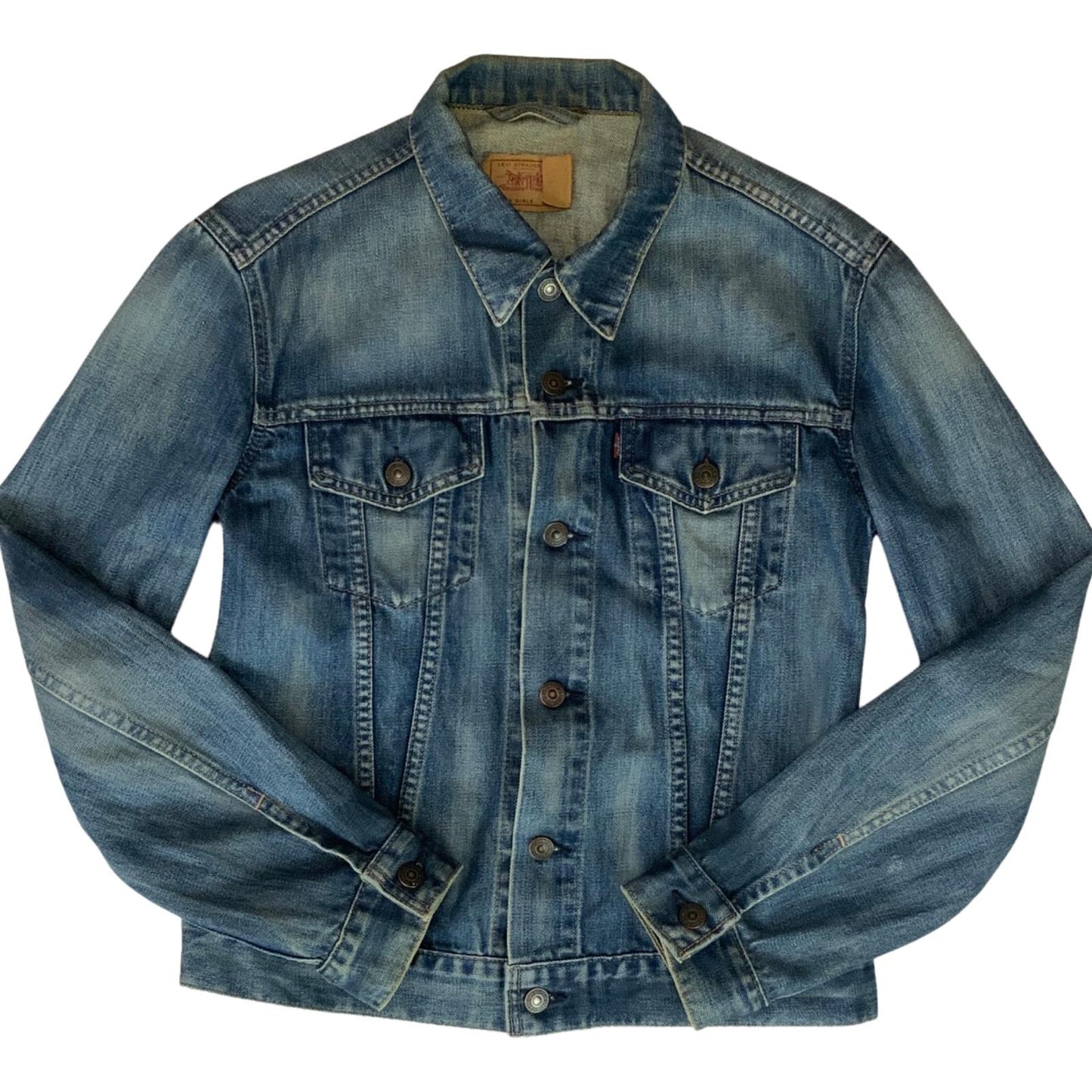 LEVIS LADIES RED TAB INDIGO TYPE 3 TRUCKER DENIM JACKET MOD ROCKABILLY 38” M 14