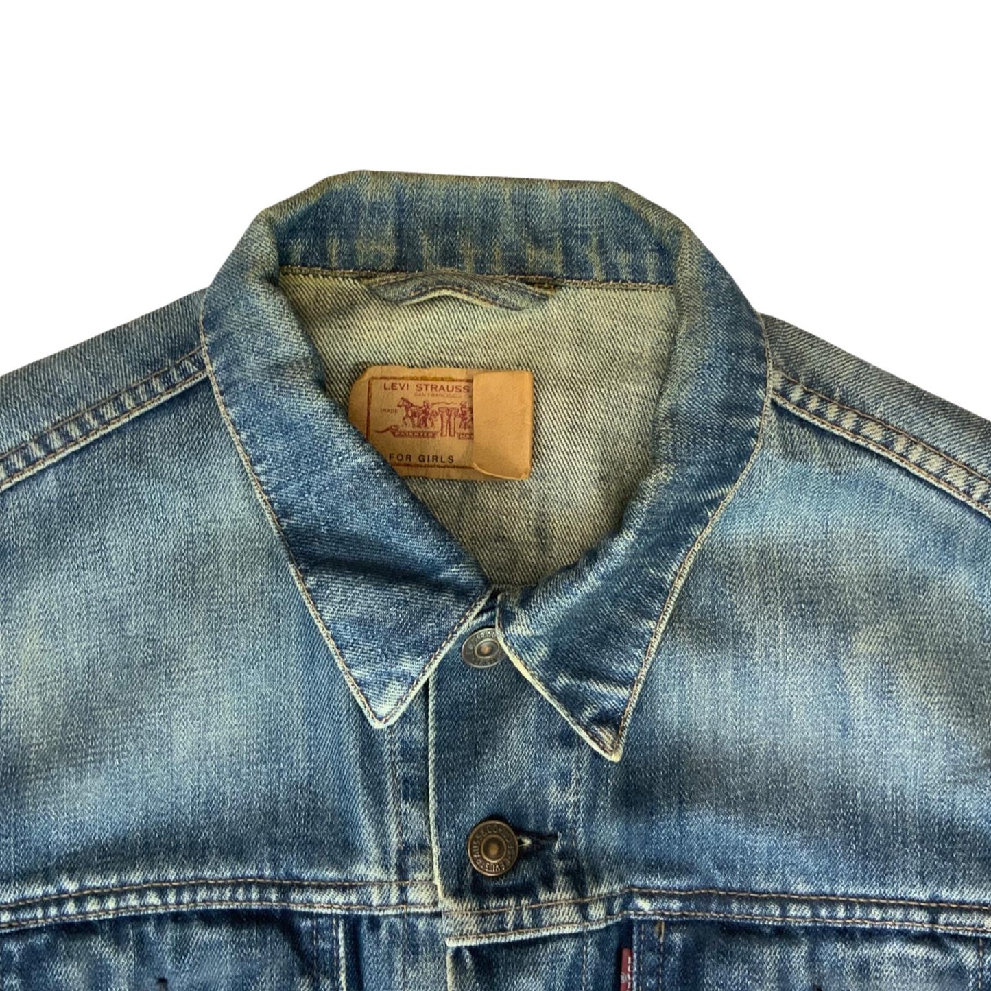 LEVIS LADIES RED TAB INDIGO TYPE 3 TRUCKER DENIM JACKET MOD ROCKABILLY 38” M 14