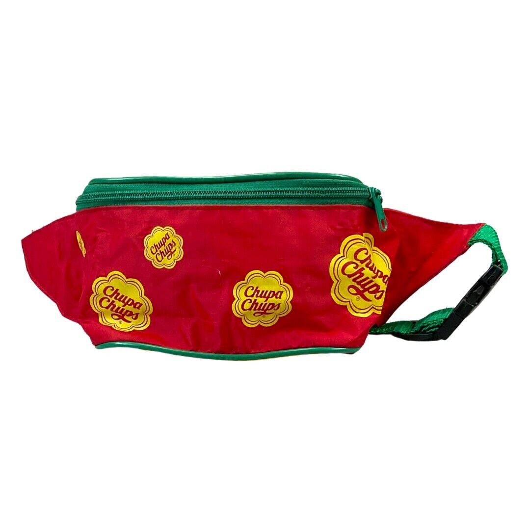 VINTAGE 90S RARE RED YELLOW CHUPA CHUPS LOGO WAIST BUM BAG RETRO