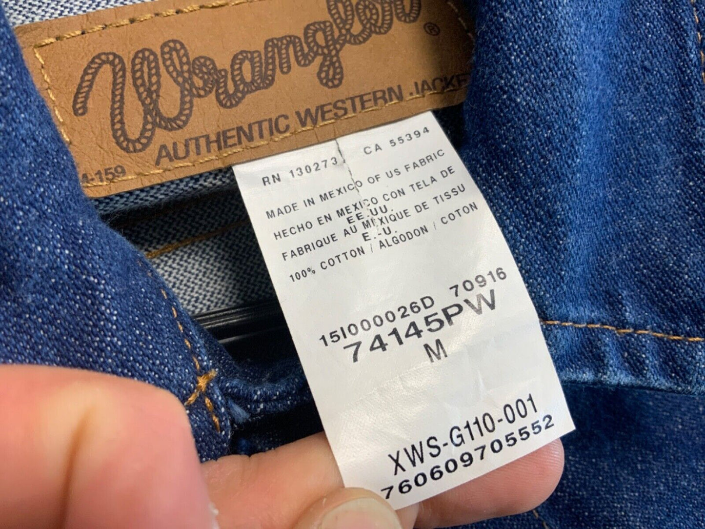 VTG 1980s WRANGLER DENIM JACKET TRUCKER WESTERN MOD ROCKABILLY 40” M