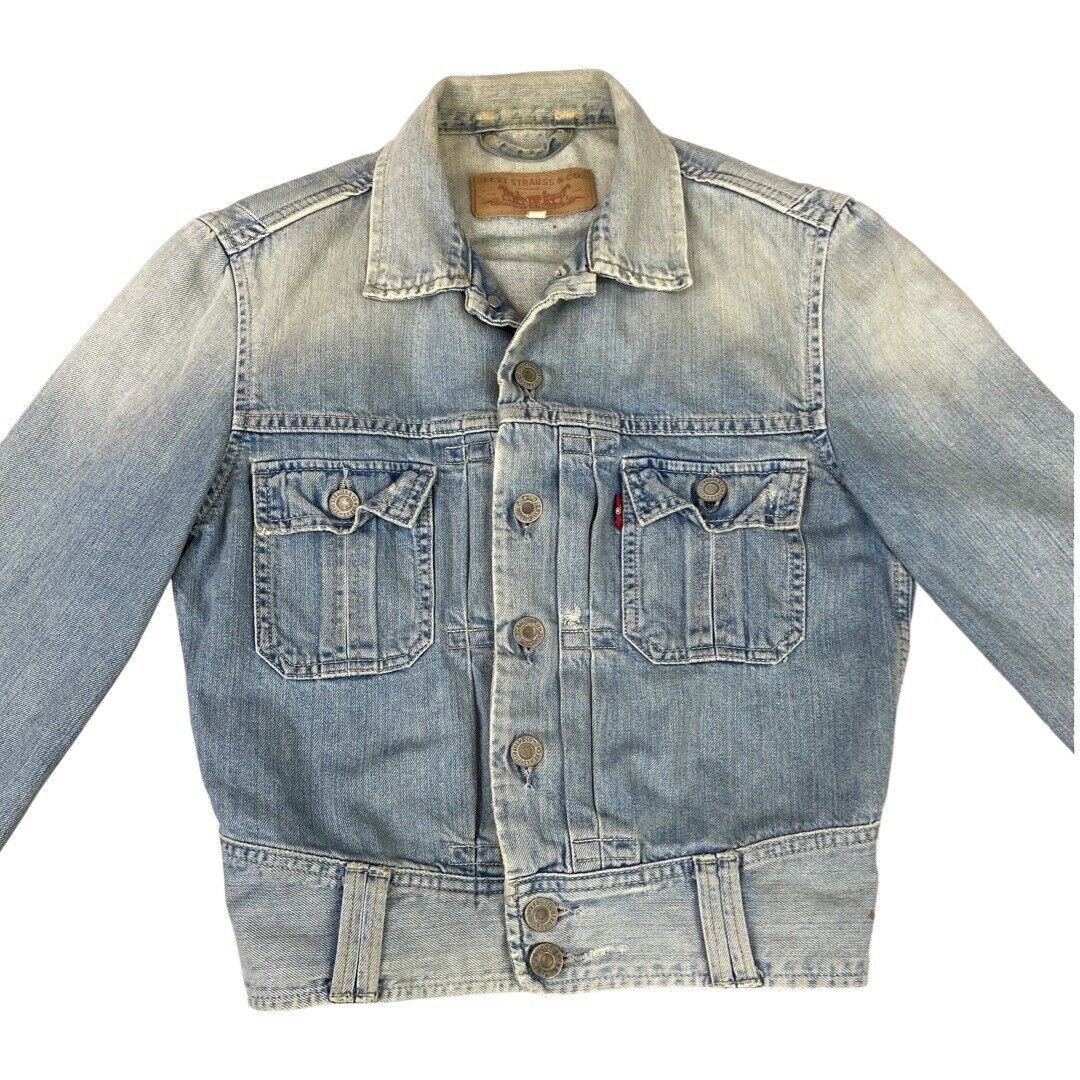 VTG LADIES TYPE 1 2 PLEAT FRONT BLOUSON DENIM JACKET 1930S / 40S STYLE XS 30”