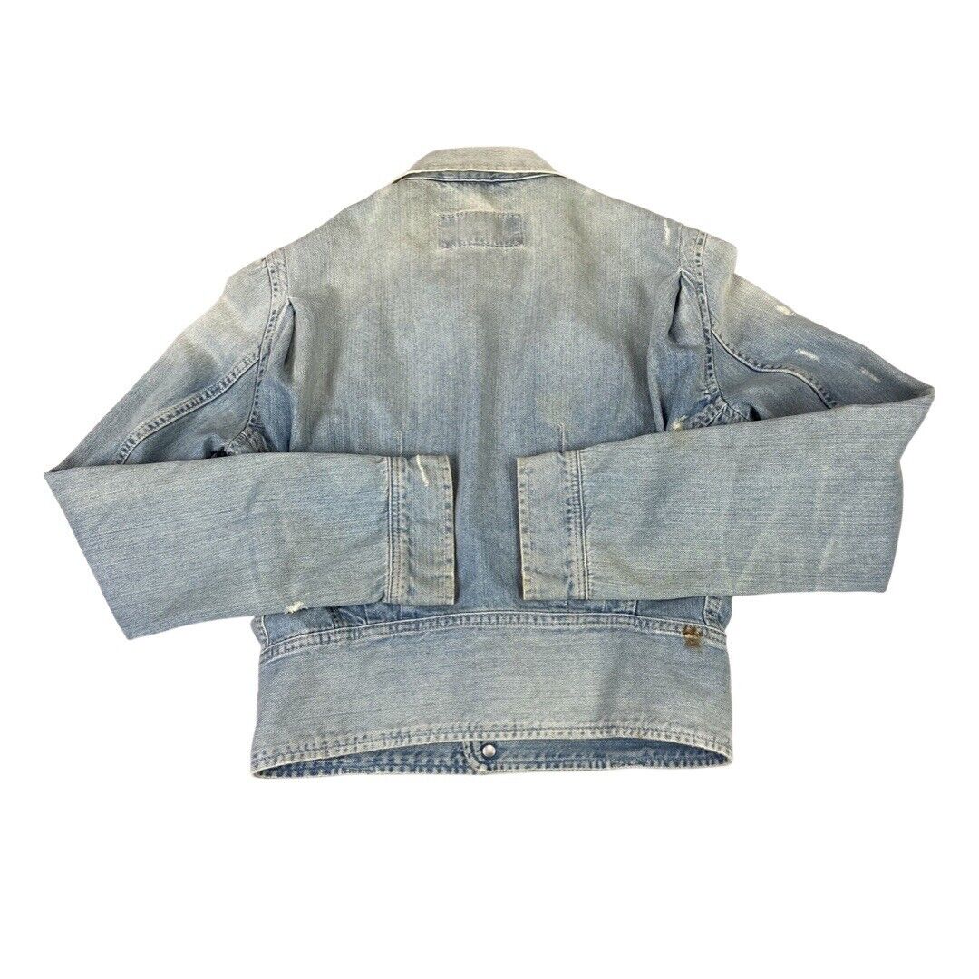 VTG LADIES TYPE 1 2 PLEAT FRONT BLOUSON DENIM JACKET 1930S / 40S STYLE XS 30”