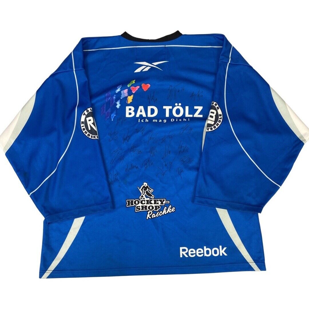 Reebok Autographed Blue & White Tölzner Eishockeyschule Rick Boehm XXL