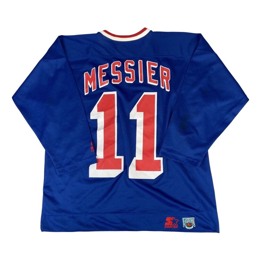 Vintage 90s Starter Blue New York Rangers NHL MESSIER #11 XXL