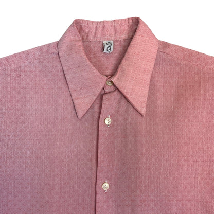 70s Pink Short Sleeve Dagger Collar Shirt M
