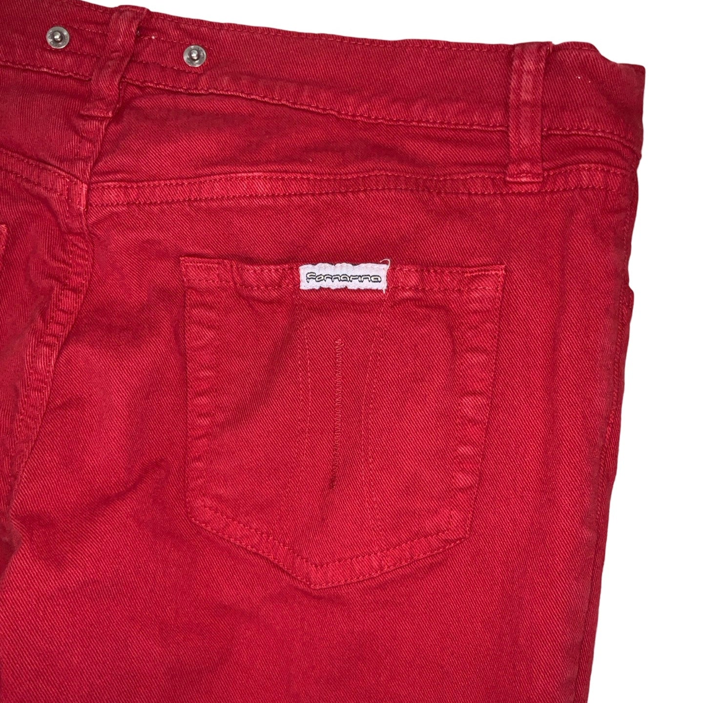 Vintage 70s 80s ‘Fornarina’ High Waisted Red Denim Flared Jeans 10 12
