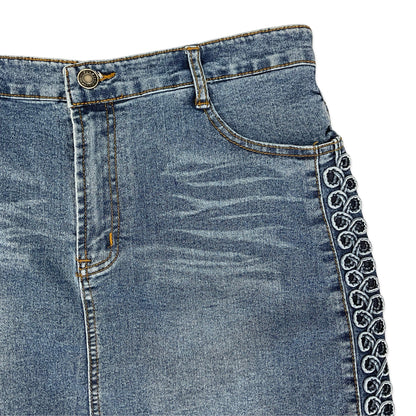 Vintage Blue Denim Midi Skirt 14