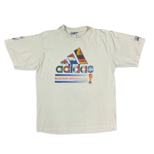 Vintage 90s Adidas 1998 French World Cup Promotional Tee L