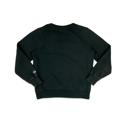 Champion Black Spell Out Crew Neck Sweatshirt M L