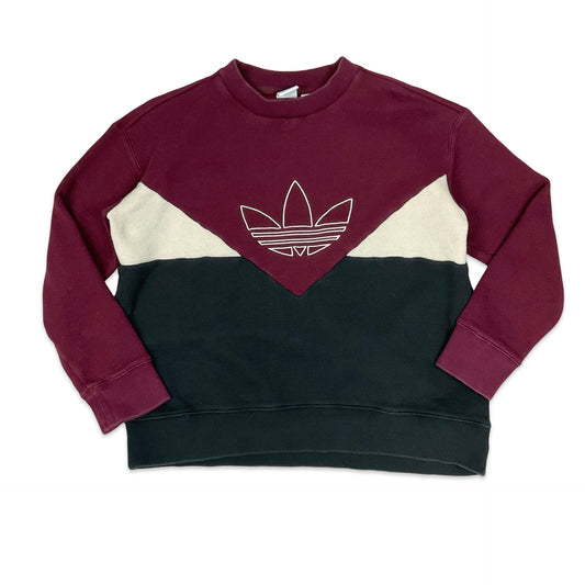 Adidas Red White & Black Big Logo Embroidered Crew Neck Sweatshirt 16 18