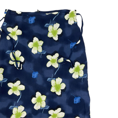 Navy Floral Print Midi Skirt 12