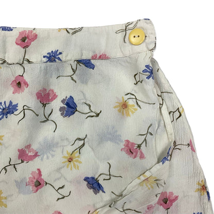 Vintage White Floral Print Mini Skirt 10