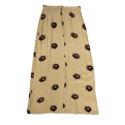 Vintage Beige & Brown Floral Print Maxi Skirt 4