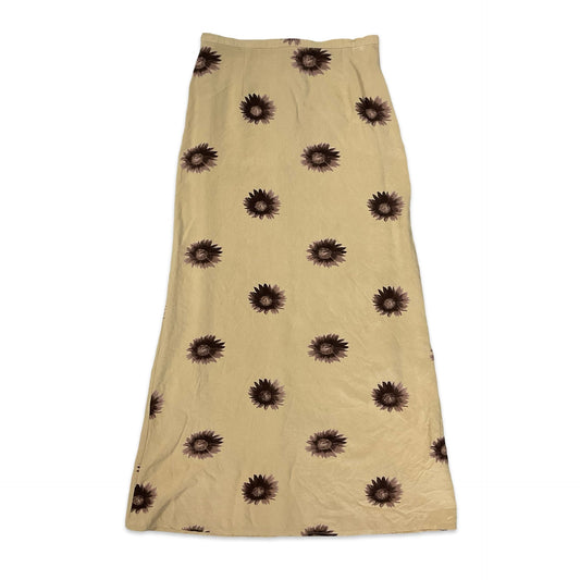 Vintage Beige & Brown Floral Print Maxi Skirt 4