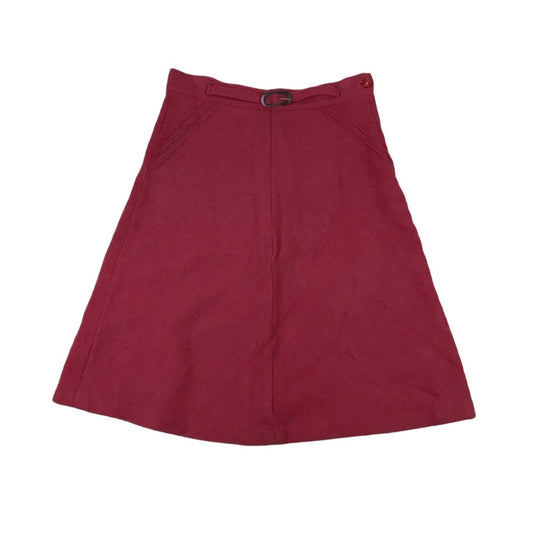 Vintage 60s 70s Red Wool Midi Skirt S 10 12