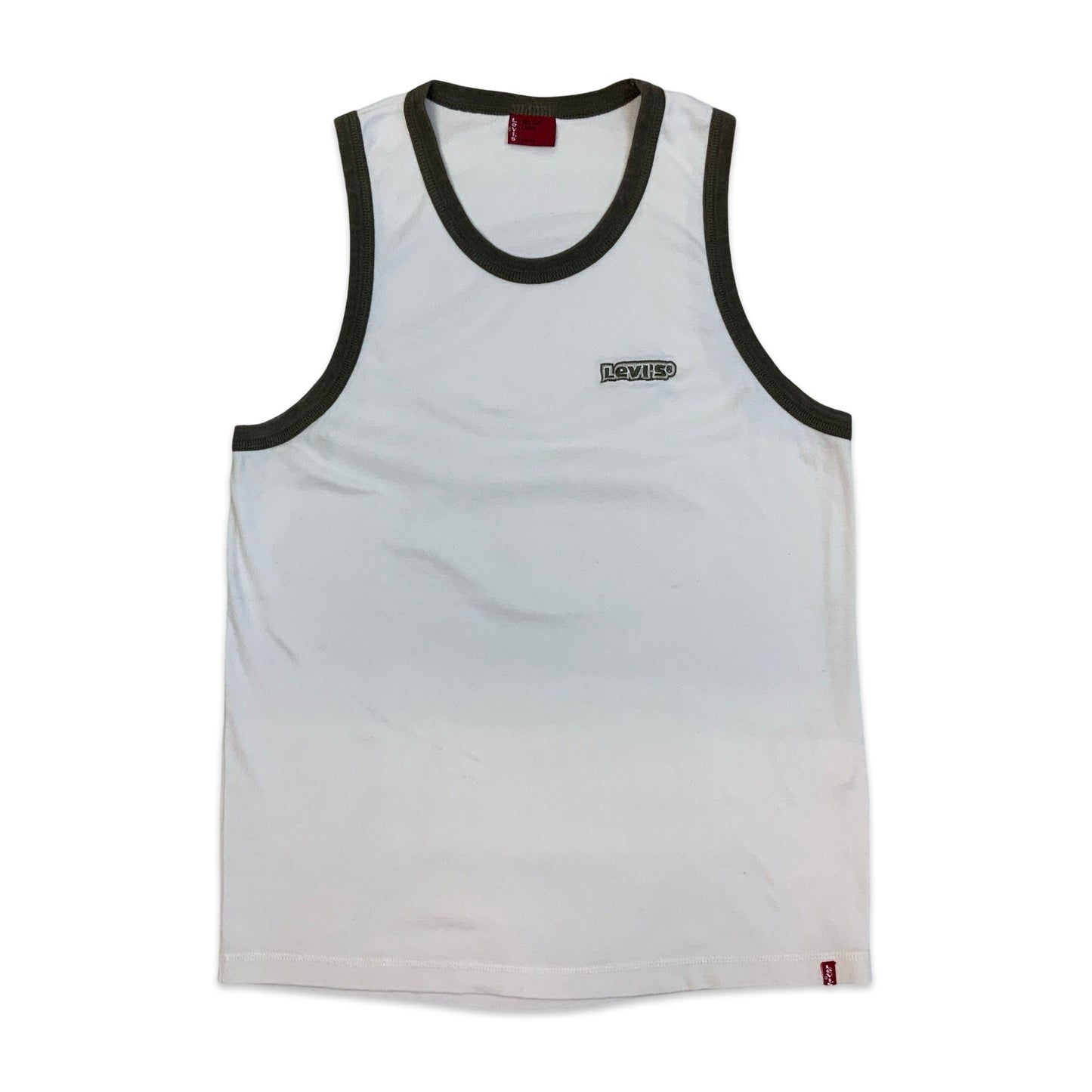 Y2K Levi’s Vest Top White Khaki Green M