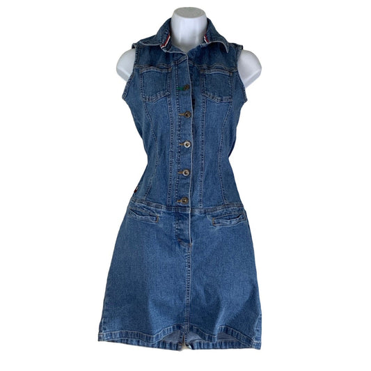 Vintage 90s Y2K Tommy Hilfiger Jeans Denim Mini Summer Dress XS 6