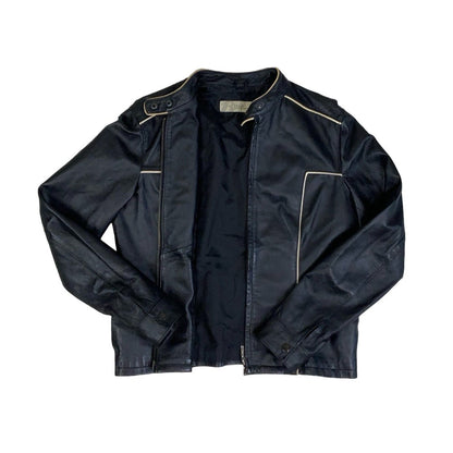 Vintage 90s Pelle Black Leather Biker Jacket 12 S