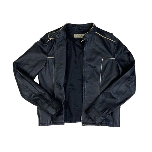 Vintage 90s Pelle Black Leather Biker Jacket 12 S