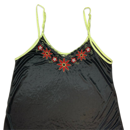 Vintage Black Green & Red Floral Top 10 12