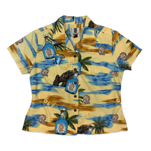 90s Cabo Wabo Tequilla Cropped Hawaiian Shirt 12 14