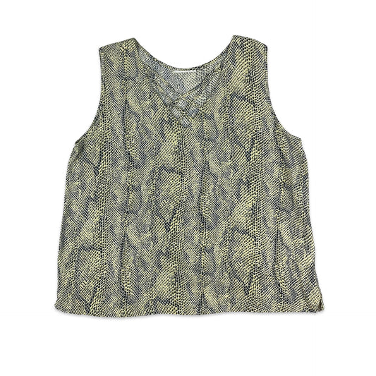 90s Y2K Green & Black Snake Print Vest Top 8 10 12 14 16